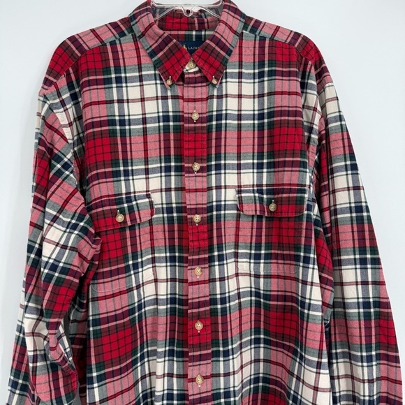 Ralph Lauren Brushed Cotton Plaid Button Down Shirt  size 2XLT Tall Men’s - Picture 4 of 11